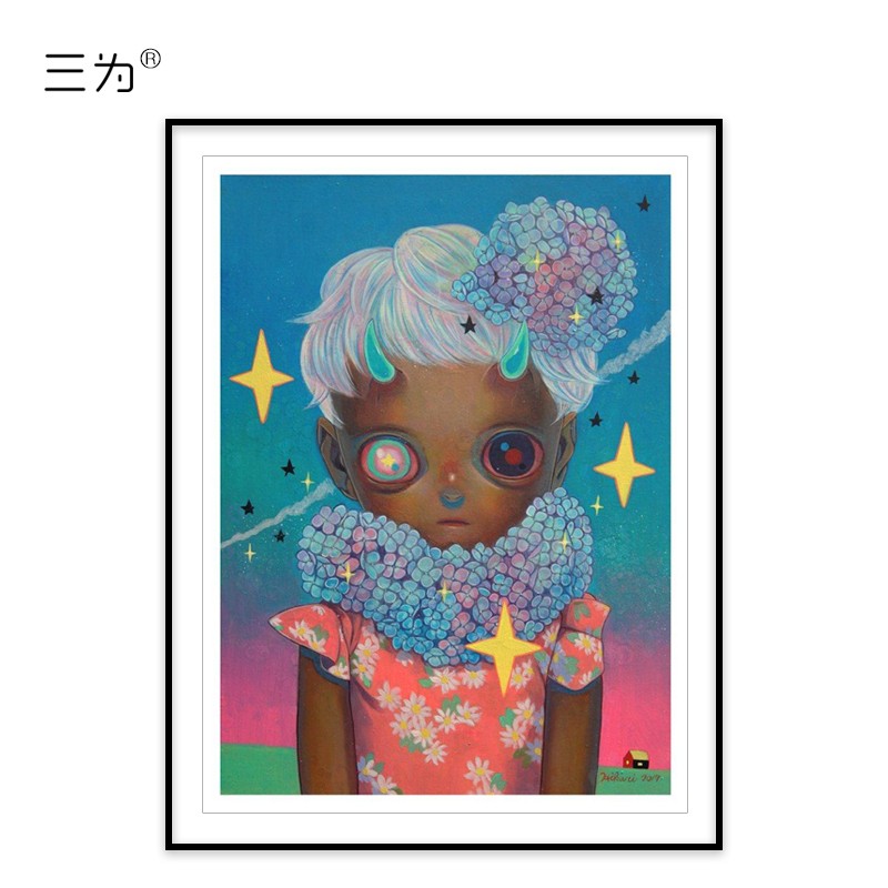 三为(sunwayart) 下田光《花童》限300版亲笔签名版画客厅卧室装饰画