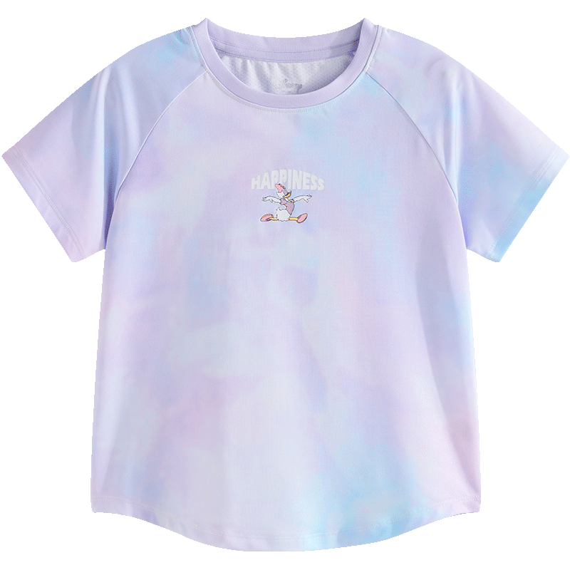 迪士尼（DISNEY）童装儿童女童短袖T恤棉质透气圆领中大童上衣24夏DB321BE50紫130