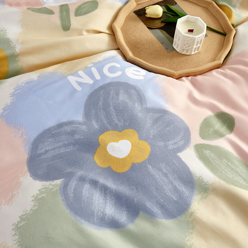 唐纳家纺亲肤棉四件套床上用品套装家用高级感可机洗 亲肤棉四件套-春暖花开 床单款 （被套200*230cm）