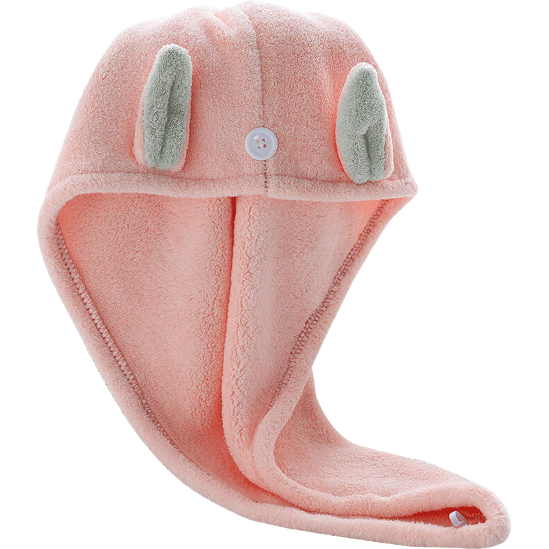 洁丽雅（Grace）干发帽柔软强吸水干发帽 抗菌包头速干擦头雪花绒毛巾 猫耳朵浅粉