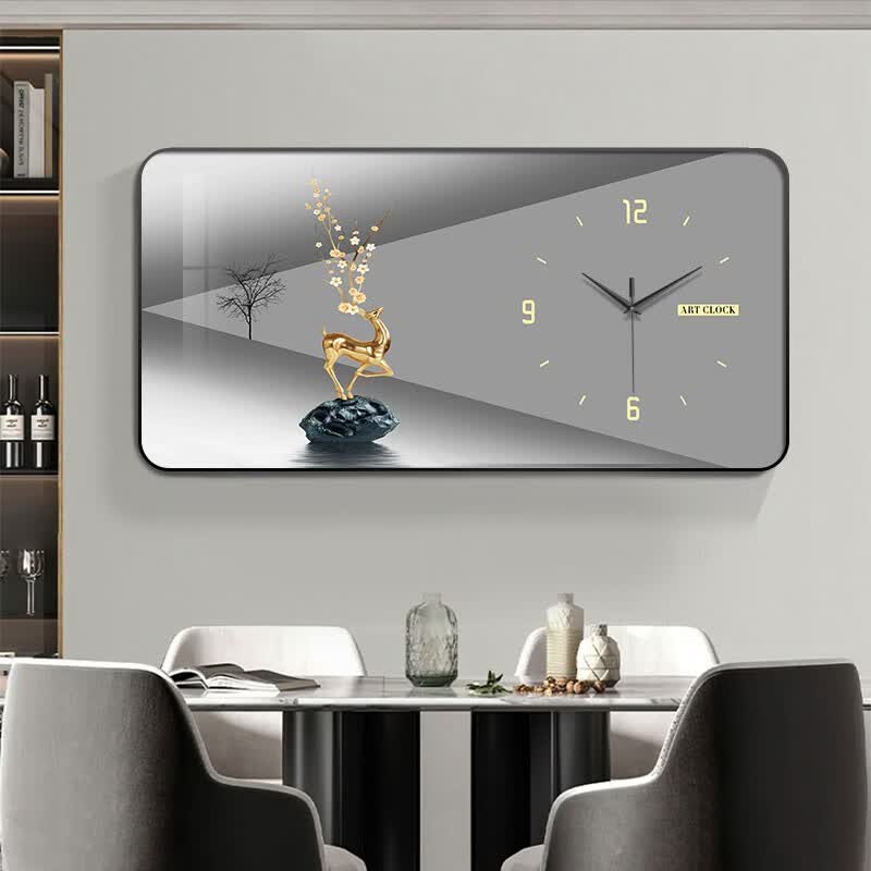 lzjv大芬油画村餐厅装饰画钟表饭厅客厅墙壁画餐桌创意时钟挂画免 a款