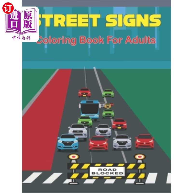 海外直订street signs coloring book for adults: a unique