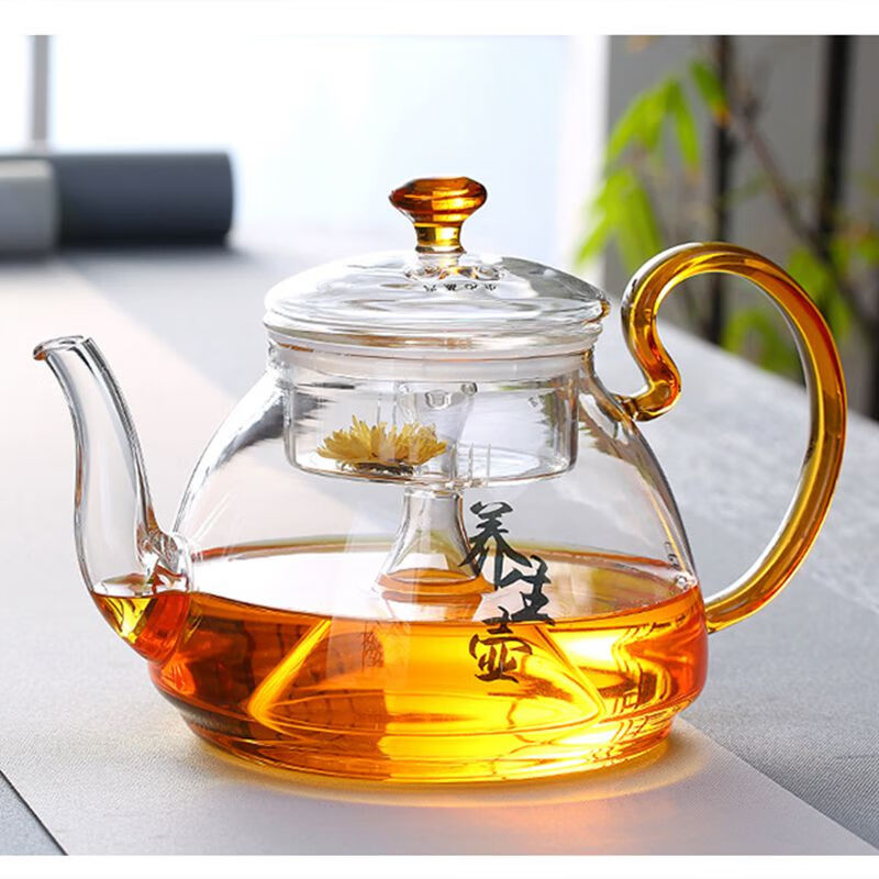 菩本家 安化黑茶专用壶耐热玻璃烧水壶泡茶安化黑茶专用煮白茶壶 黄钻