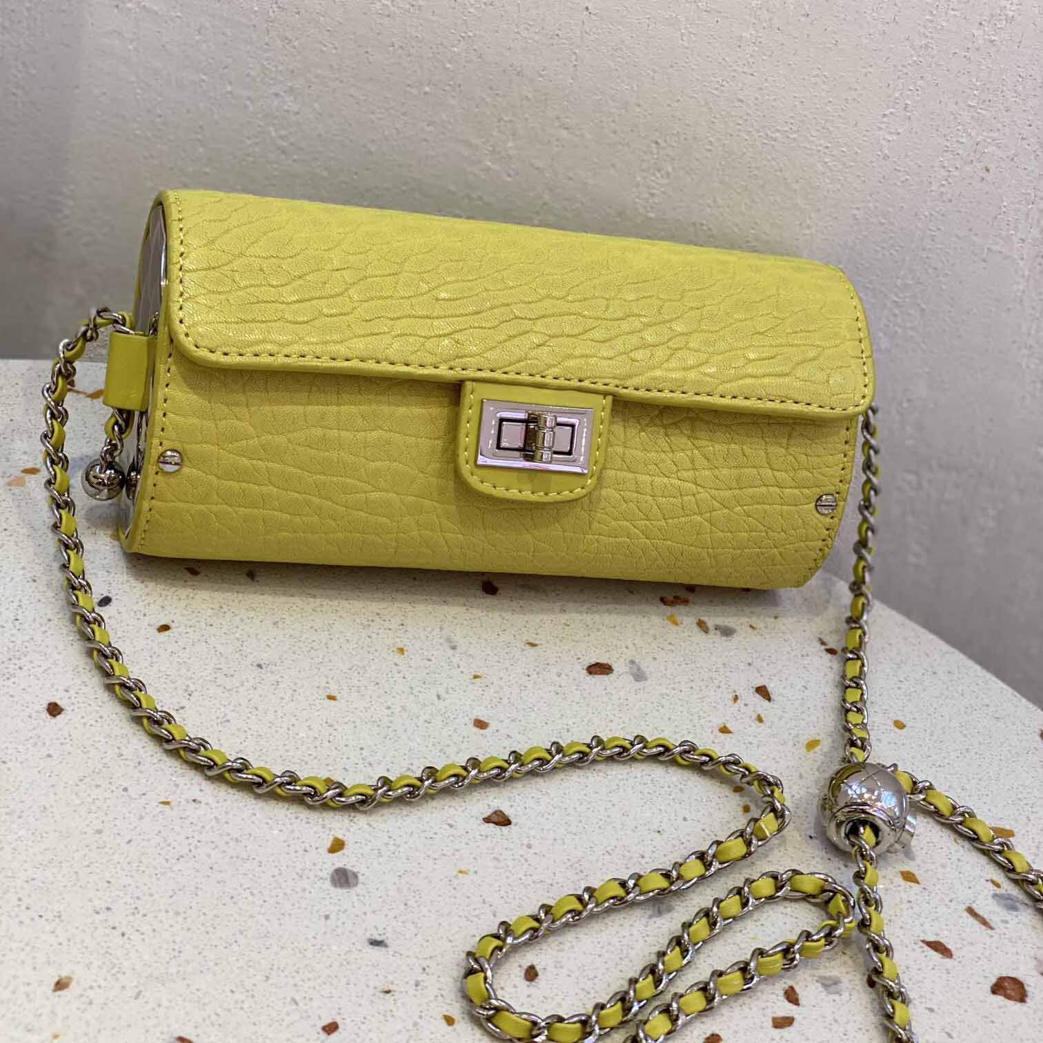 rsrt-网红真皮女包潮流时尚休闲小香风链条单肩斜挎手提羊皮金球包