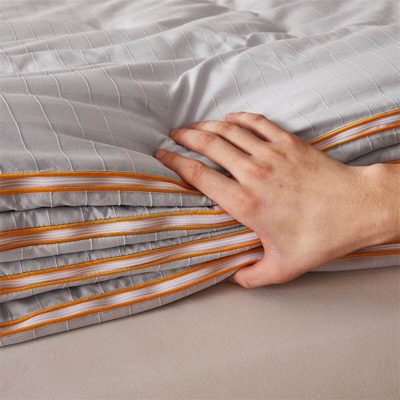 水星系列家纺正品蚕丝被100桑蚕丝被子被芯冬被结婚子母被二合一春秋被夏凉被  时尚灰-100桑蚕丝被 220X2404+8斤拉链款子母被