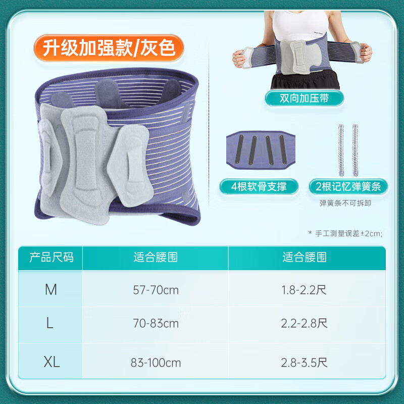 益森护腰带腰间盘劳损腰椎突出腰肌疼医用腰围腰托男女束腰带 灰色 m