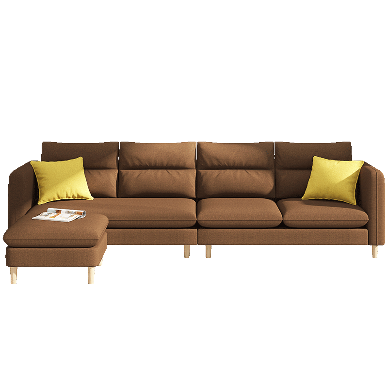 第一森林沙发小户型布艺沙发现代简约风格科技布组合客厅北欧沙发 【棉麻布款】咖啡色 270*75*62cm