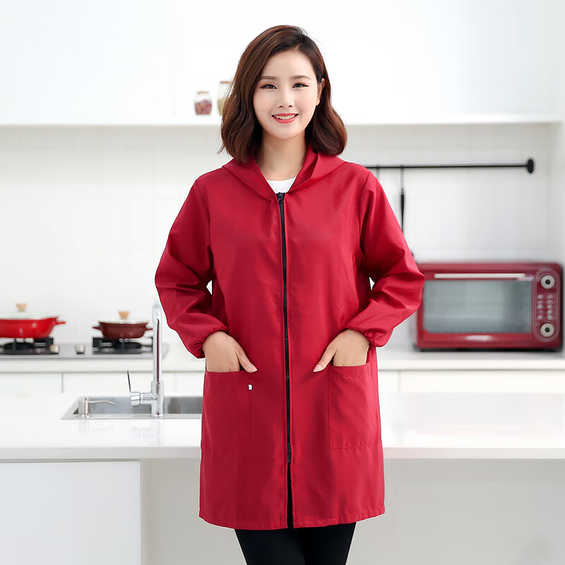 荒秋长袖家用烧饭围裙穿的厨房护衣罩衣大人水油衣服女做饭炒菜套定制