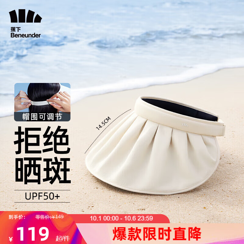 蕉下（beneunder）防晒帽遮阳帽女帽子太阳帽送女生防紫外线空顶帽纭际贝壳帽浅米色怎么看?