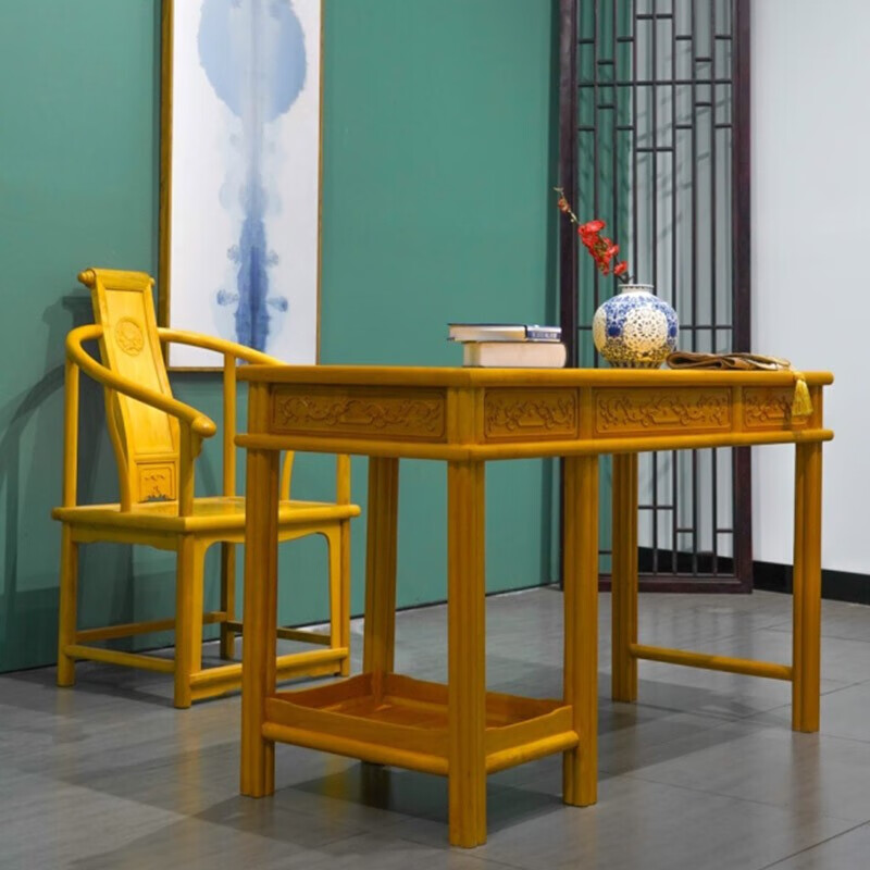 红善金丝楠木小书桌大叶桢楠全实木电脑桌成人学生写字桌子