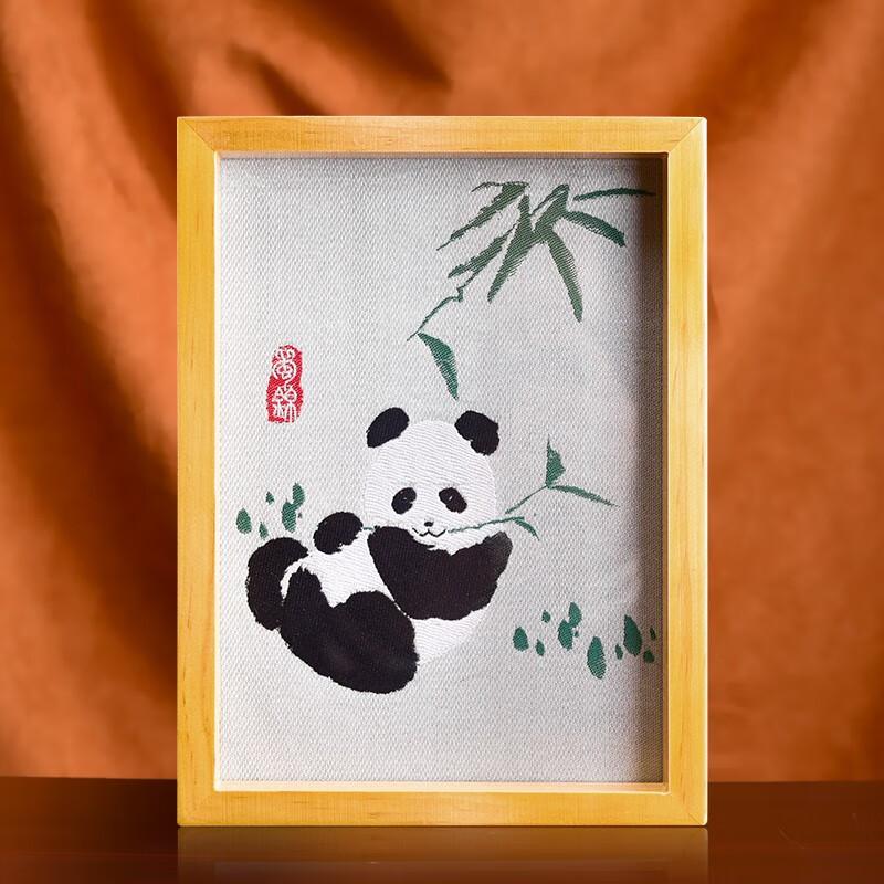 莎庭元族熊猫纪念品艺中国风礼品礼物送老外 竹叶-长摆台