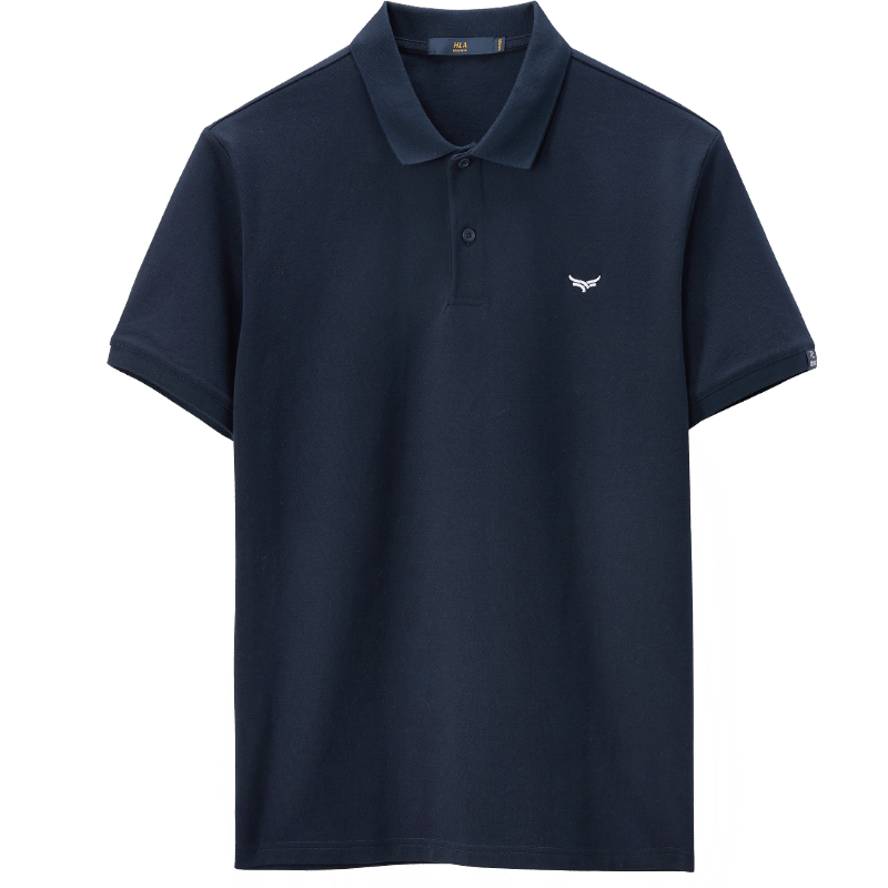 拍2件hla海澜之家polo衫男夏季纯色刺绣半开襟舒适微弹短袖上衣hntpd