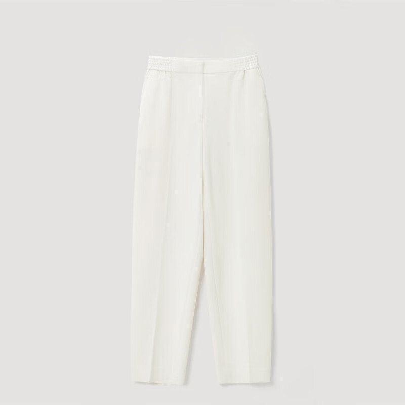OVV2023秋冬新款女装日本进口三醋酸侧后腰松紧休闲通勤长裤 米白(净色)A4 L
