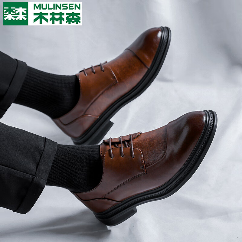 ���ڲ�����ľ��ɭ����ƤЬ����ţƤ2025�¿�ļ���װЬ����Ь��������ЬӢ�׷��� ��ɫ 45 [ƤЬ����]