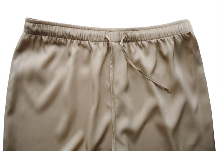 磅真丝桑蚕丝高腰阔腿裤女式夏季装松紧腰休闲 银色 l  腰围1尺92尺2