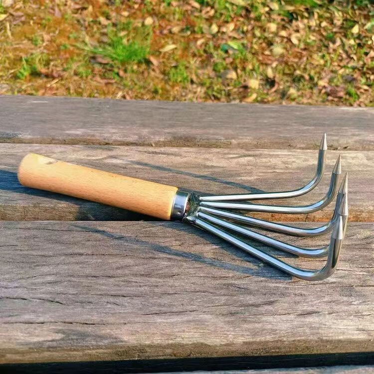 不锈钢赶海耙子搂树叶挖蛤蜊神器搂草沙滩捞贝壳工具加厚结实新款