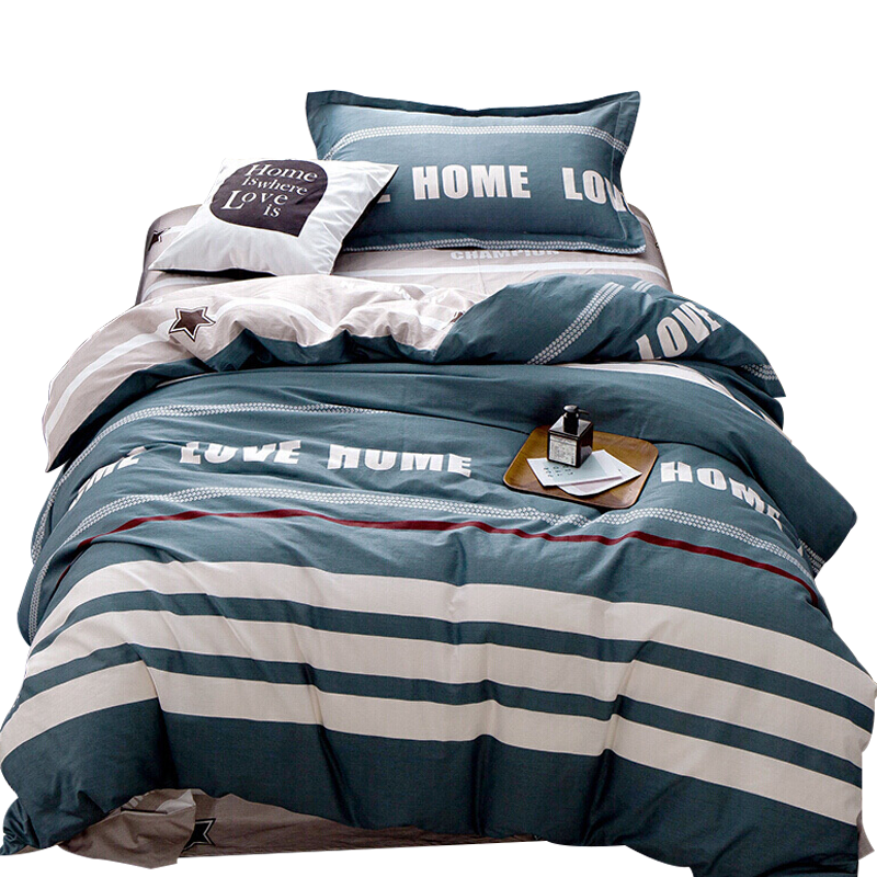 南极人NanJiren 全棉三件套 简约纯棉斜纹床上用品单人学生宿舍被套床单枕套 1.2米床 150x200cm 零距离100011600915