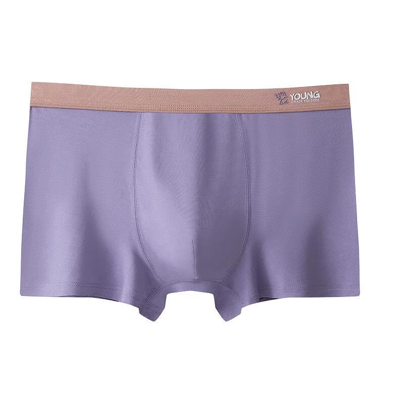 【甄选厂家】莫代尔薄款男士内裤夏季无痕透气平角裤宽松大码裆红 深紫（1条装） 1条 XL建议110-130斤