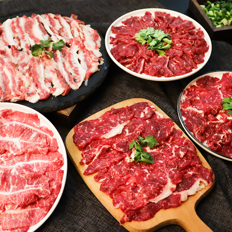 暖男厨房 潮汕牛肉雪花肥牛吊龙嫩肉匙仁牛肉丸新鲜好吃潮汕牛肉火锅套餐 牛肉火锅套餐7件套1250g