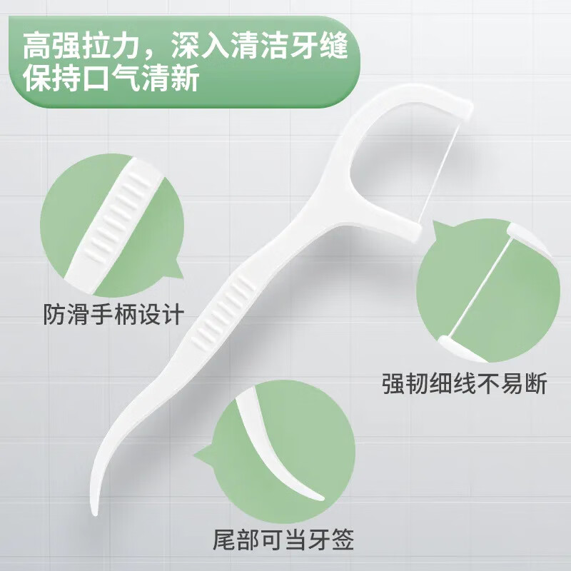 央米牙线独立包装超细便捷牙签清洁齿缝高拉力牙签线剔家庭装牙线袋装 柔韧牙线棒100支1袋 牙线棒*4袋400支