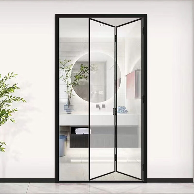 绿野客无轨道隐形推拉门厨房折叠门隔断门小卫生间门无轨道隐形移门极