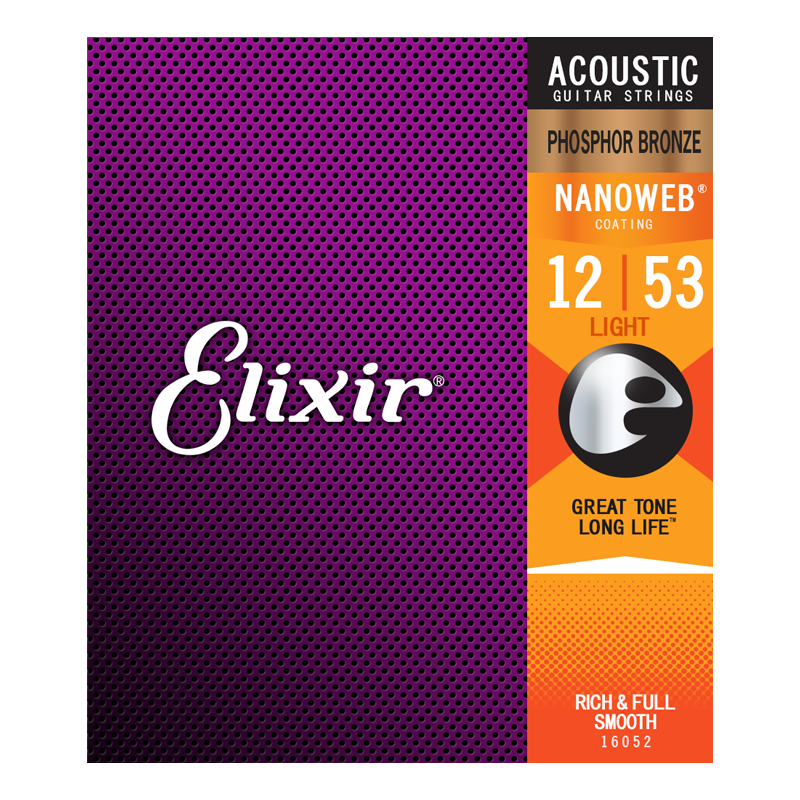 Elixir 伊利克斯吉他弦琴弦全套民谣木吉他弦 16052 磷铜-超薄覆膜（012-053）
