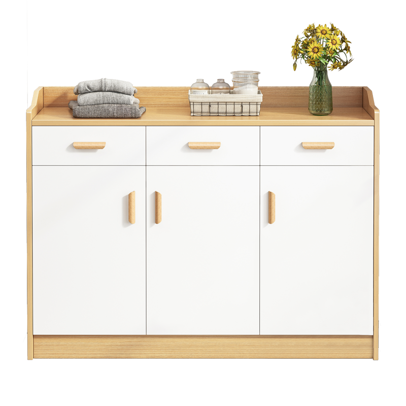 蔓斯菲尔斗柜收纳柜卧室简约现代阳台简易矮柜靠墙抽屉式柜子储物柜客厅五斗橱 100CM橡胶木+白三抽【普通款】