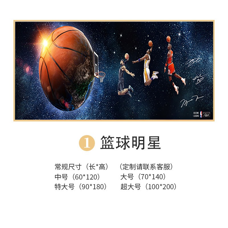 明星墙面贴画男生卧室宿舍装饰球星海报房间贴纸自粘防水 篮球明星 1
