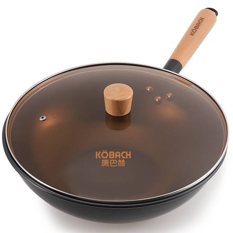 康巴赫炒锅无涂层炒锅少油烟精铸铁老铁锅电磁炉煤气灶通用32cm 32cm
