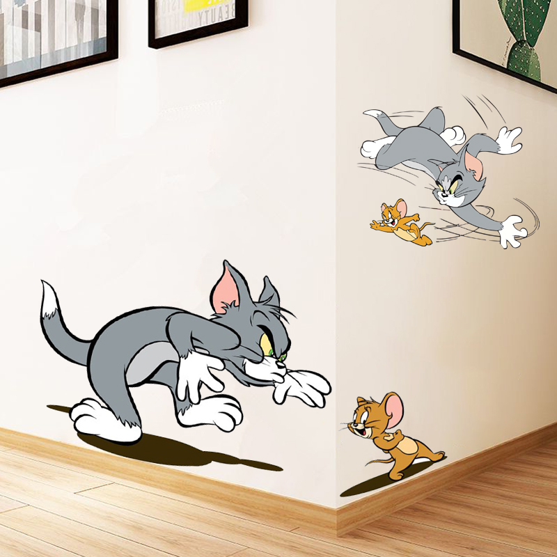 古娜拉纱(gunalasha)猫和老鼠3d立体墙贴画卧室儿童房间布置创意客厅