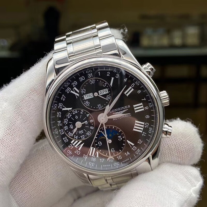 【二手99新】浪琴(longines)名匠系列自动机械皮带钢带男表瑞表八针月