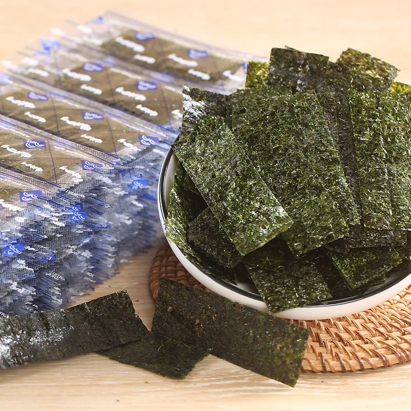 即食海苔片 原味烤紫菜寿司儿童女士低脂休闲零食zi 60片（30袋）