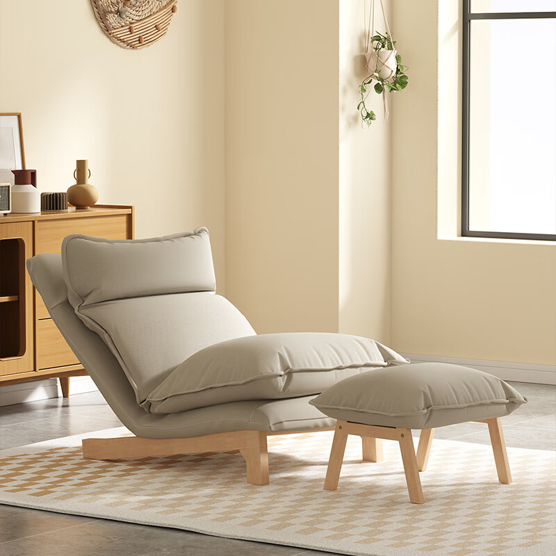 千禧华府现代简约单人沙发客厅阳台卧室公寓懒人沙发休闲 卡其色沙发