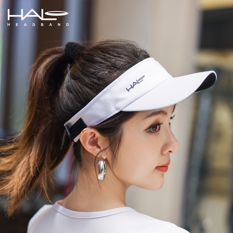 HALO HEADBAND美国halo专业马拉松空顶帽跑步防晒导汗帽无顶遮阳帽男女网球帽子 黑色大LOGO【防晒又导汗】 适合头围:53-60cm