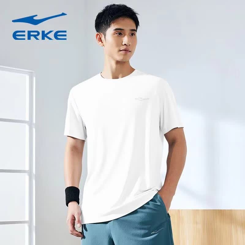 鸿星尔克短袖T恤夏季新款男士跑步健身t恤男冰丝速干衣运动上衣 2098正白 M/165
