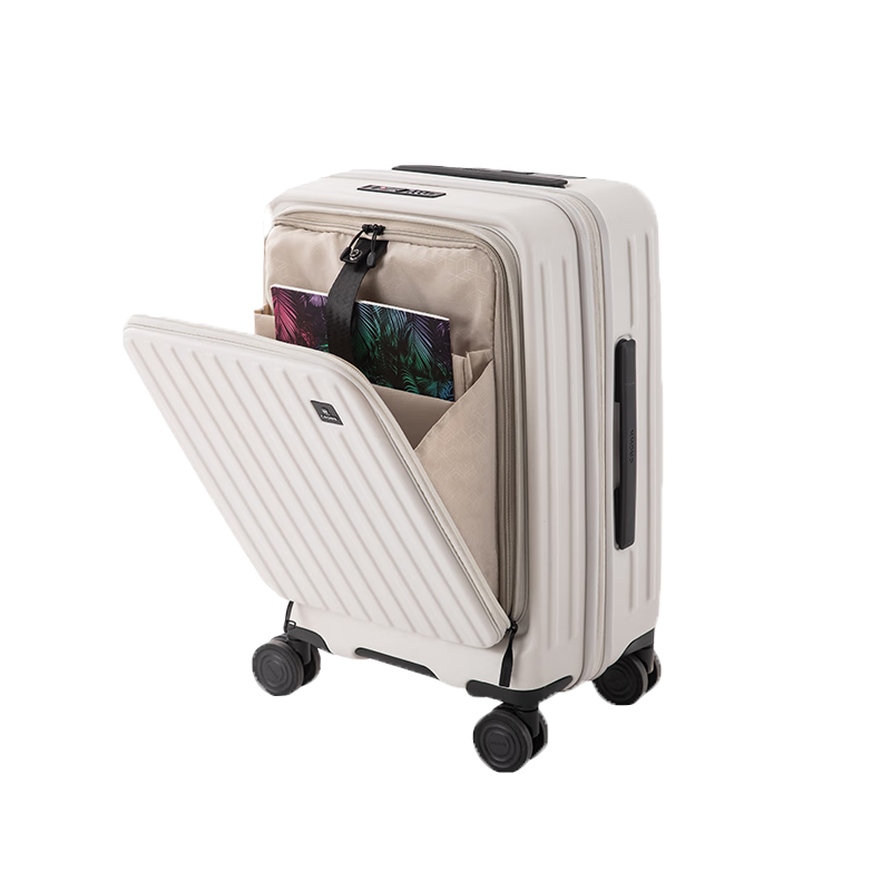 皇冠（CROWN）前开盖行李箱可扩容大容量拉杆箱环保旅行箱出游箱5020/5215 白色 20英寸 可登机/扩容增大15%