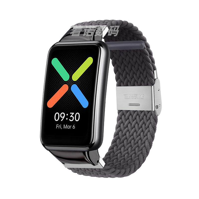 watch free表带oppowatchfree手环尼龙腕带彩虹编织男女生替换手表链