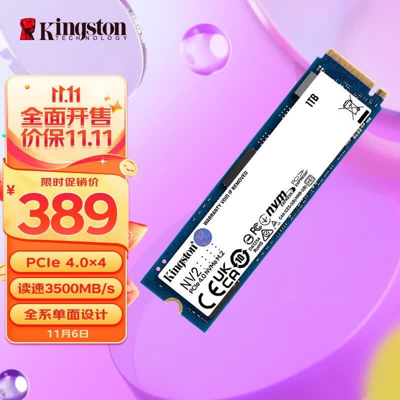 金士顿(Kingston) 1TB SSD固态硬盘 M.2接口(NVMe协议 PCIe 4.0×4)兼容PCIe3.0 NV2系列 读速高达3500MB/s属于什么档次？