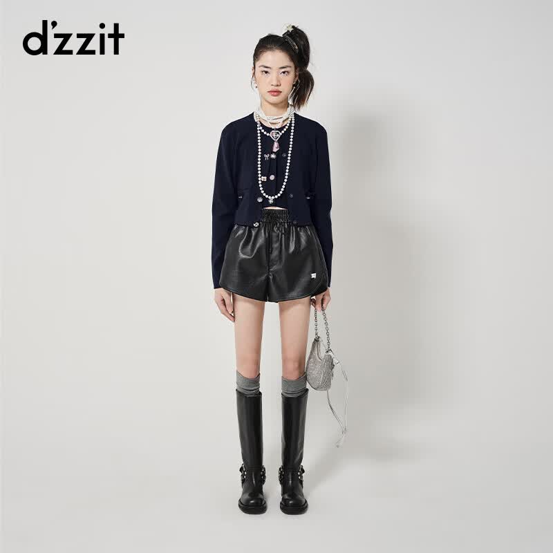 DZZIT地素时尚皮质短裤23秋新款3H3Q1211A 黑色 XS高性价比高么？