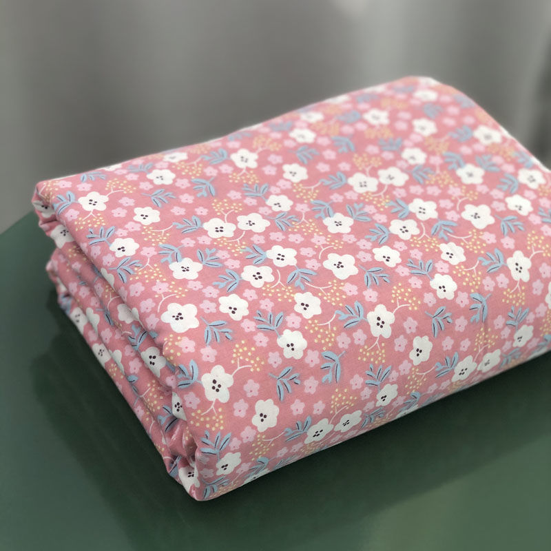 纯棉碎花床单被套全棉斜纹柔软清新田园风单件床品单双人被罩 粉色小