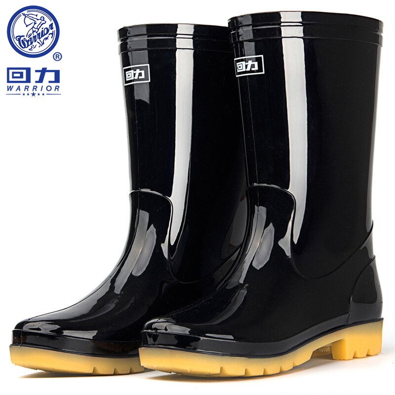 回力雨鞋男高筒防水鞋户外雨天耐磨胶鞋不易滑雨靴套鞋6807黑色中筒43属于什么档次？
