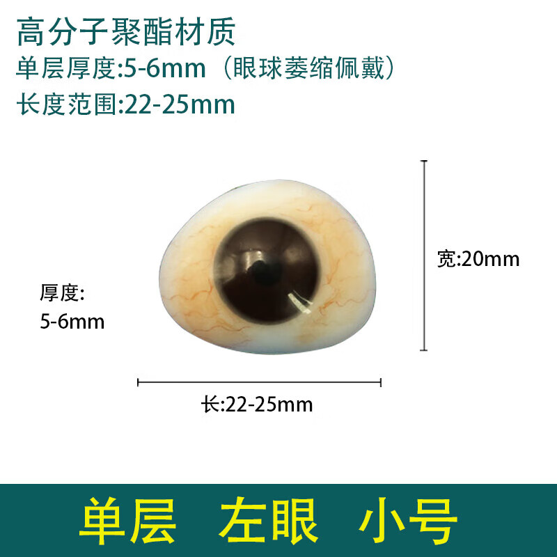 进口高分子树脂义眼片眼球残疾用萎缩摘假眼睛蜡像展示用眼 单层 左眼 小号 薄款