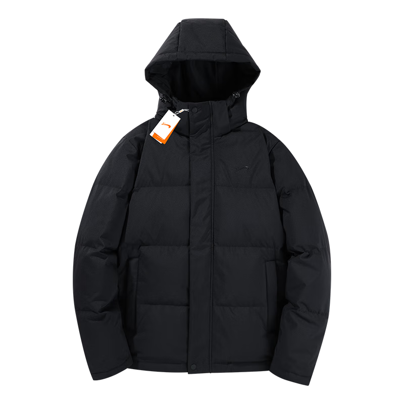 贵人鸟羽绒服男纯色连帽面包服抗寒冬季潮流外穿男女同款 黑色 xl