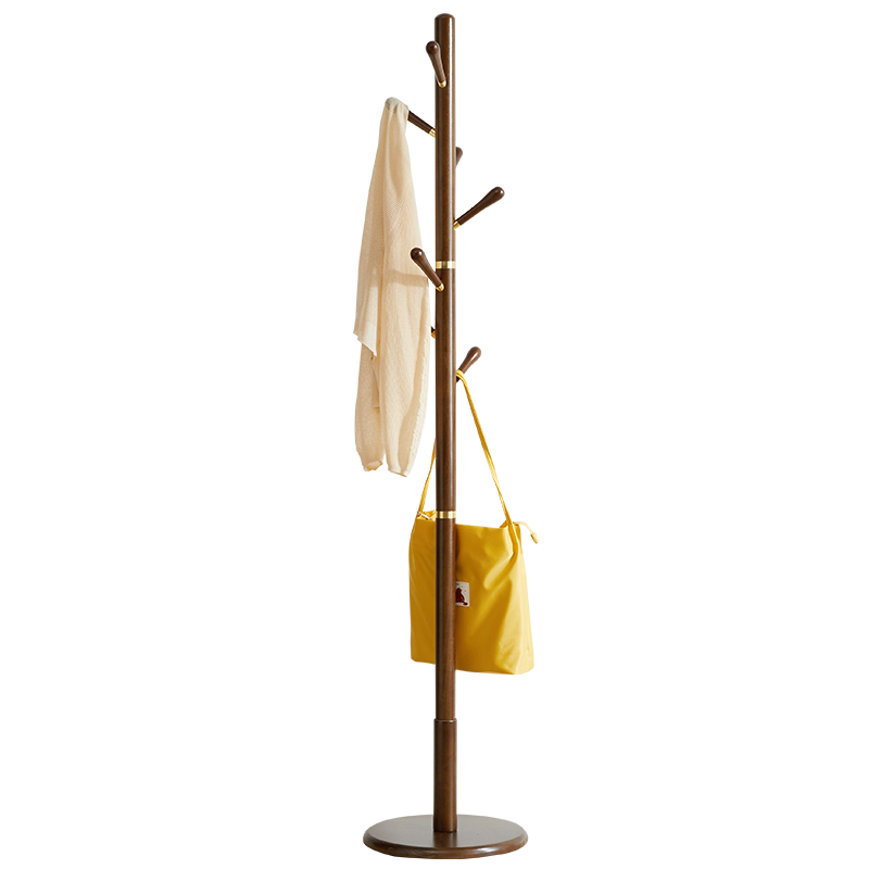 艺柳园 衣架落地卧室实木简易挂衣架客厅衣帽架卧室立式衣服架子 4.0圆头款-米白色