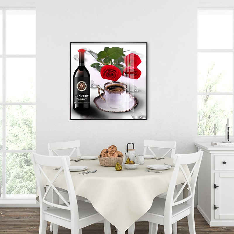 睿凯琪晶瓷画餐厅装饰画单幅酒杯鲜花饭厅厨房背景墙壁画 a款酒色生香