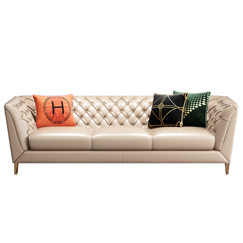 绿林咖家具美式轻奢沙发组合后现代皮艺沙发客厅小户型样板房间简欧整装家具 国产头层牛+美国进口海绵(假一赔三) 单人