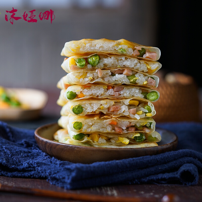 宜享健康玉米青豆饼煎饼 方便米饭早餐食品 青豆糯米饭饼冷冻加热即食