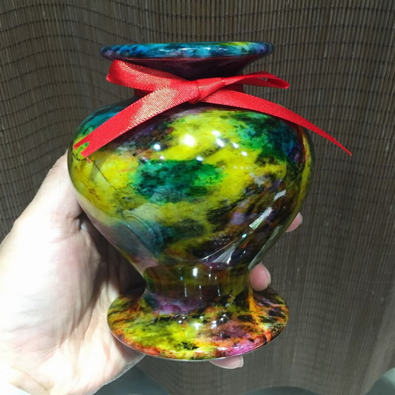 阿马福云台湾七彩玉花瓶七彩玉葫芦花瓶酒瓶富贵瓶如意瓶文房笔筒工艺