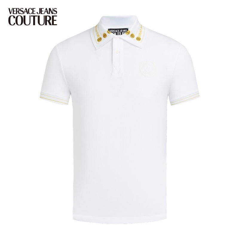 范思哲Versace Jeans Couture 奢侈品男装21春夏男士V标元素POLO衫 B3GWA7T6-36571 WHITE-K41白色 XL