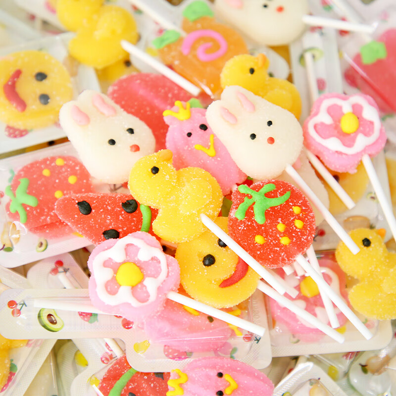 羽芝曼网红棒棒糖软糖橡皮糖新年年货糖果儿童奖励零食休闲批发散装